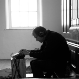 Simon Reynell recording during his visit with Angharad Davies and Steve Beresford, 2014.